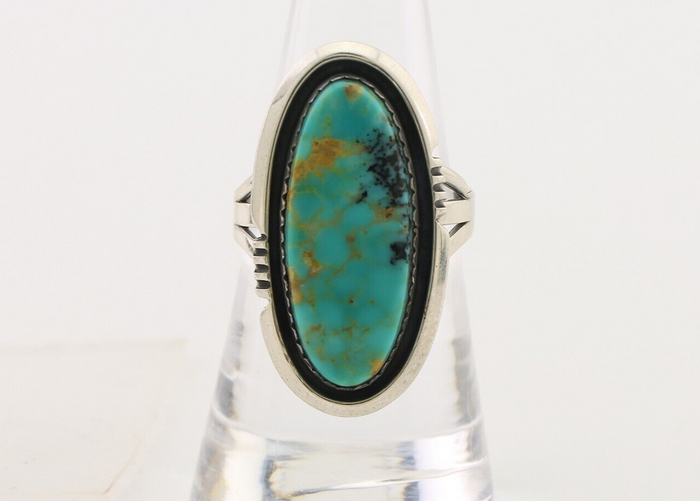 Navajo Ring 925 Silver Natural Blue Turquoise Native American Artist C.80's