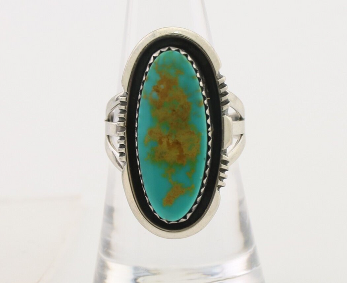 Navajo Ring 925 Silver Natural Blue Turquoise Native American Artist C.80's