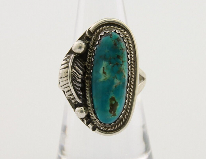 Navajo Ring 925 Silver Natural Blue Turquoise Native American Artist C.80's