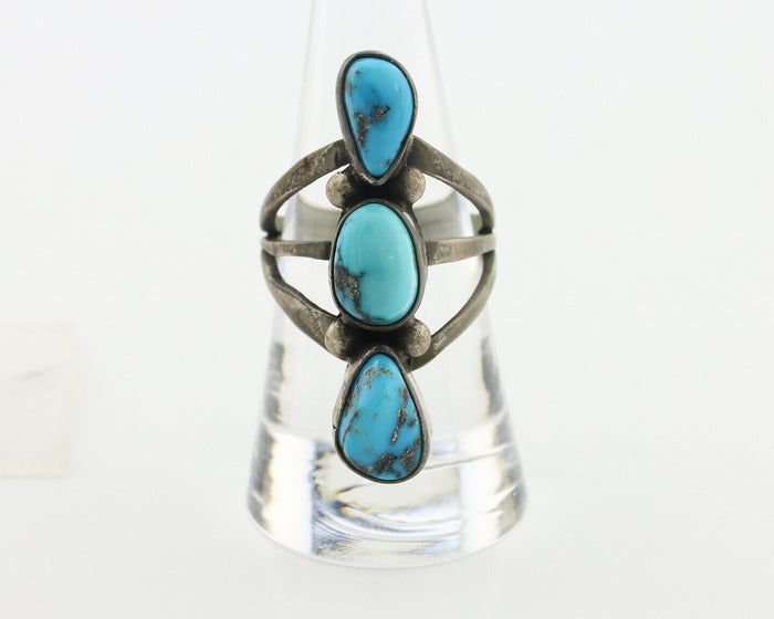 Navajo Ring 925 Silver Natural Blue Turquoise Native American Artist C.80's