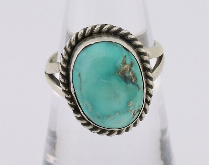 Navajo Ring 925 Silver Natural Blue Turquoise Native American Artist C.80's