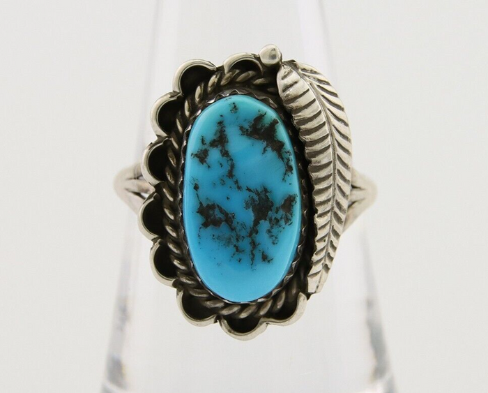 Navajo Ring 925 Silver Natural Blue Turquoise Native American Artist C.80's