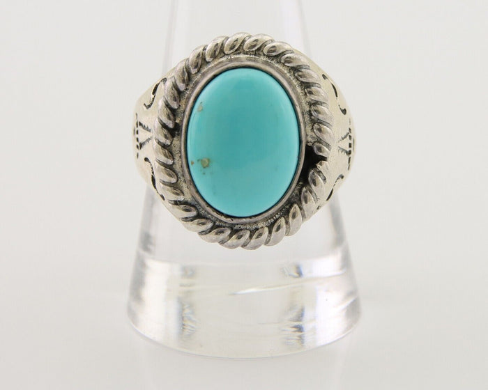 Navajo Ring 925 Silver Natural Blue Turquoise Native American Artist C.80's