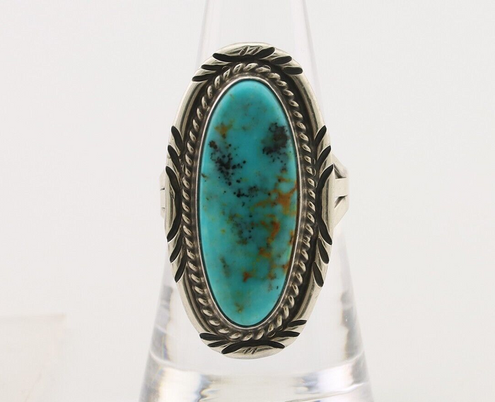Navajo Ring 925 Silver Natural Blue Turquoise Native American Artist C.80's
