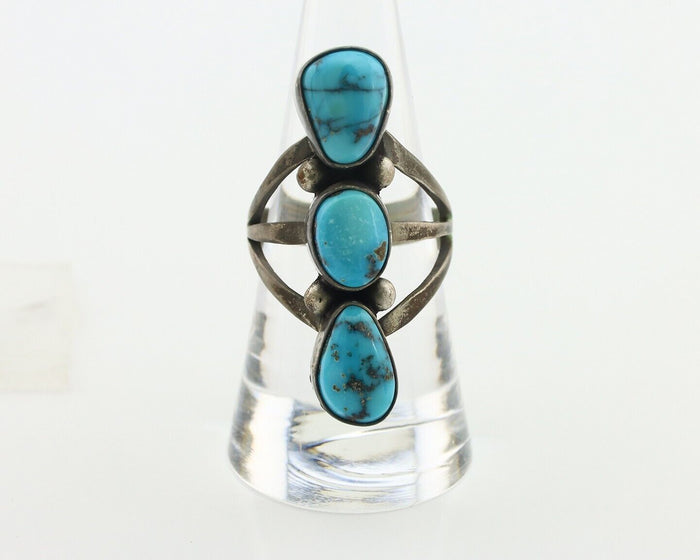 Navajo Ring 925 Silver Natural Blue Turquoise Native American Artist C.80's