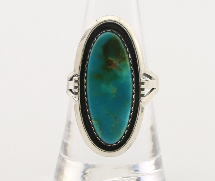 Navajo Ring 925 Silver Natural Blue Turquoise Native American Artist C.80's