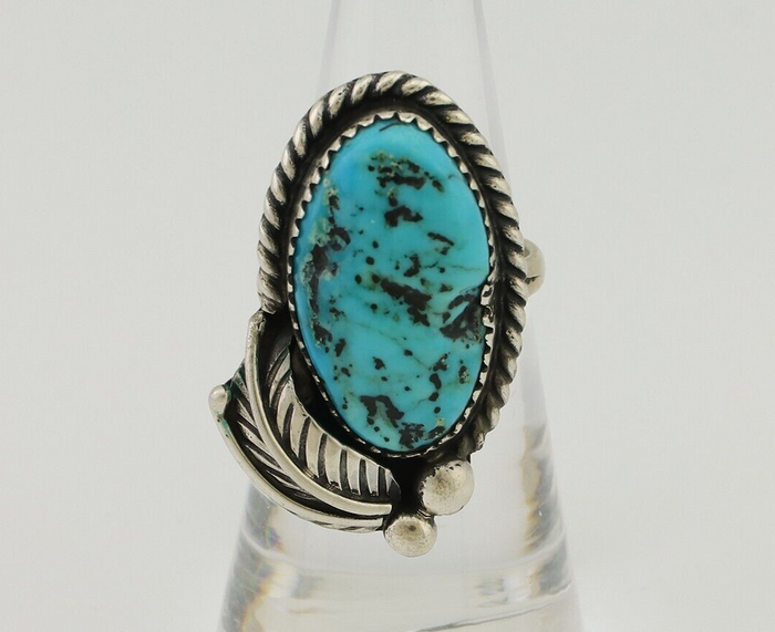 Navajo Ring 925 Silver Natural Blue Turquoise Native American Artist C.80's