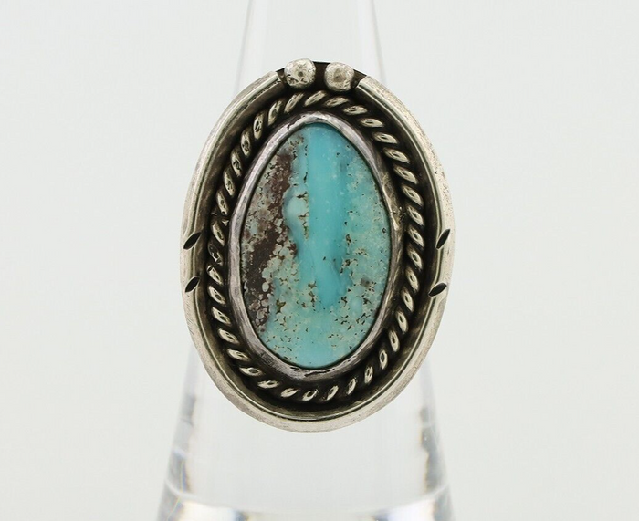 Navajo Ring 925 Silver Natural Blue Turquoise Native American Artist C.80's