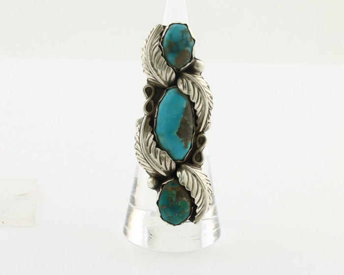 Navajo Ring 925 Silver Natural Blue Turquoise Native American Artist C.80's
