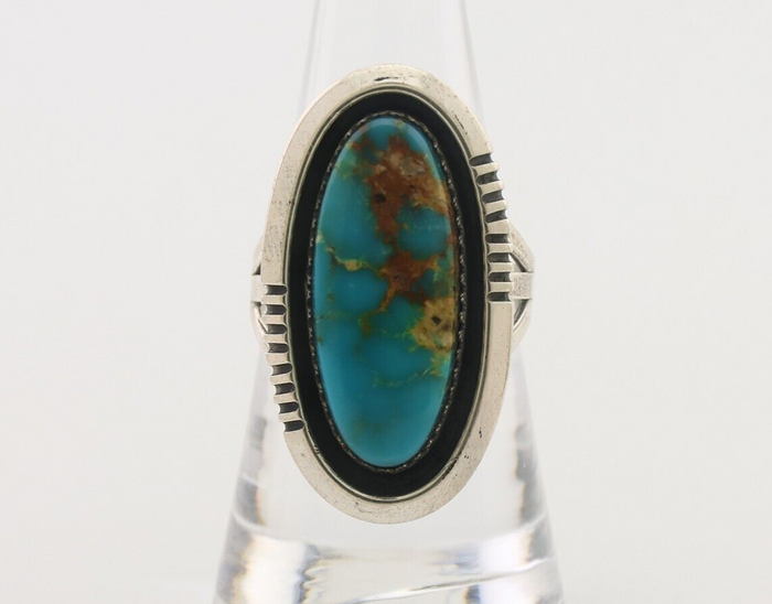 Navajo Ring 925 Silver Natural Blue Turquoise Native American Artist C.80's