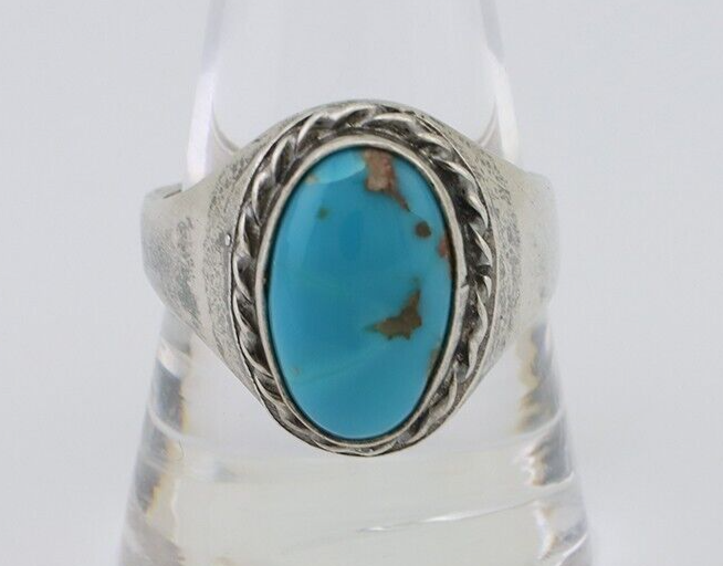 Navajo Ring 925 Silver Natural Blue Turquoise Native American Artist C.80's