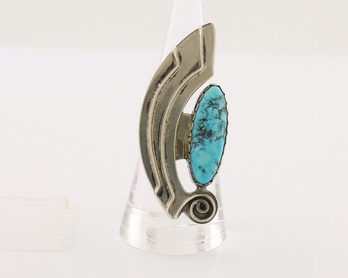 Navajo Ring 925 Silver Natural Blue Turquoise Native American Artist C.80's
