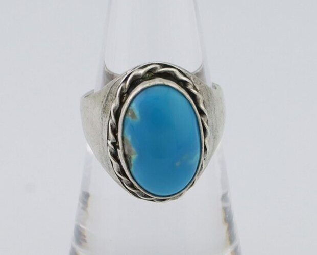 Navajo Ring 925 Silver Natural Blue Turquoise Native American Artist C.80's