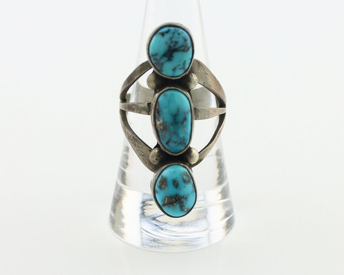 Navajo Ring 925 Silver Natural Blue Turquoise Native American Artist C.80's