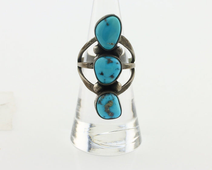 Navajo Ring 925 Silver Natural Blue Turquoise Native American Artist C.80's