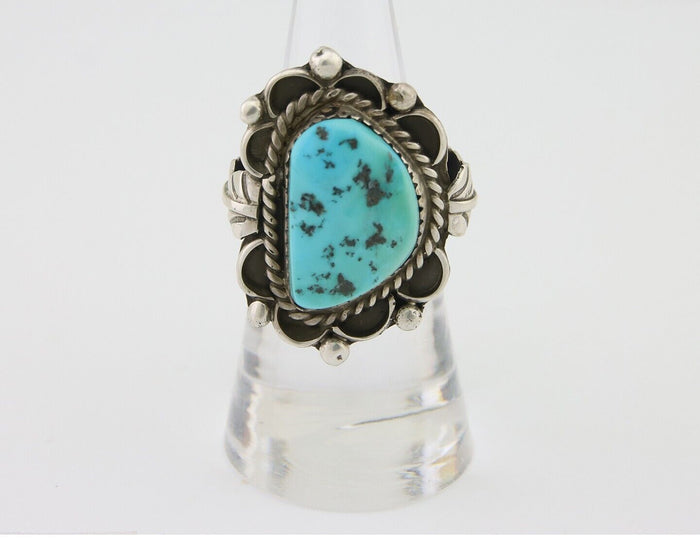 Navajo Ring 925 Silver Natural Blue Turquoise Native American Artist C.80's