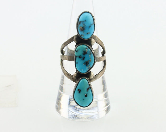 Navajo Ring 925 Silver Natural Blue Turquoise Native American Artist C.80's