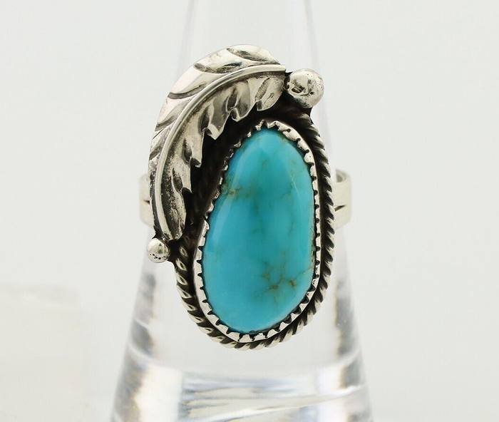 Navajo Ring 925 Silver Natural Blue Turquoise Native American Artist C.80's