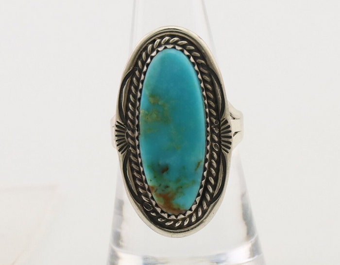 Navajo Ring 925 Silver Natural Blue Turquoise Native American Artist C.80's