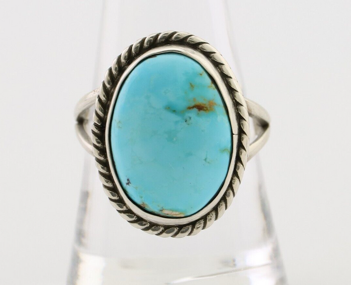 Navajo Ring 925 Silver Natural Blue Turquoise Native American Artist C.80's