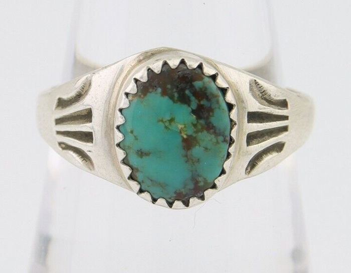 Navajo Ring 925 Silver Natural Blue Turquoise Native American Artist C.80's