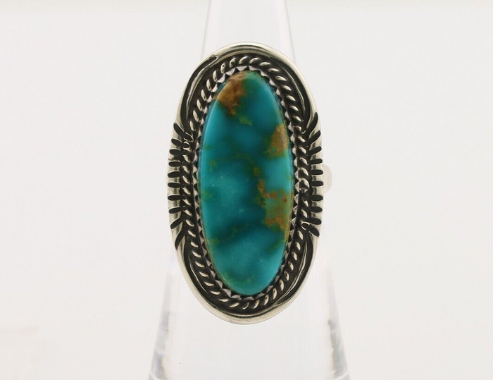 Navajo Ring 925 Silver Natural Blue Turquoise Native American Artist C.80's