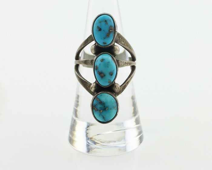 Navajo Ring 925 Silver Natural Blue Turquoise Native American Artist C.80's