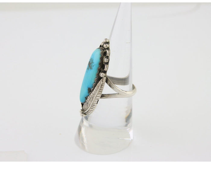 Navajo Ring 925 Silver Natural Blue Turquoise Native American Artist C.80's