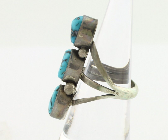 Navajo Ring 925 Silver Natural Blue Turquoise Native American Artist C.80's