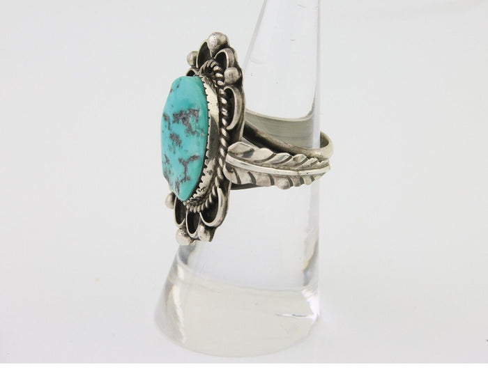 Navajo Ring 925 Silver Natural Blue Turquoise Native American Artist C.80's