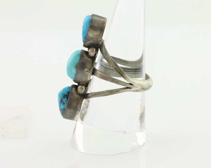 Navajo Ring 925 Silver Natural Blue Turquoise Native American Artist C.80's