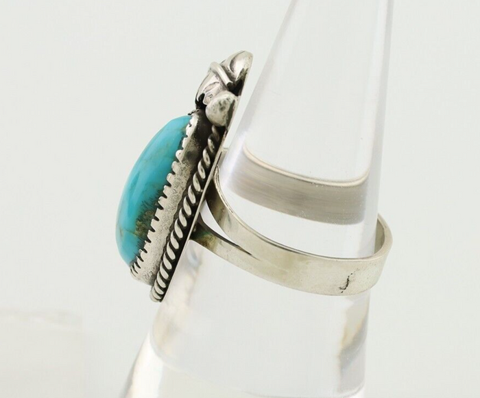 Navajo Ring 925 Silver Natural Blue Turquoise Native American Artist C.80's