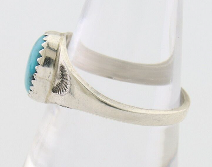 Navajo Ring 925 Silver Natural Blue Turquoise Native American Artist C.80's