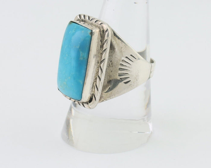 Navajo Ring 925 Silver Natural Blue Turquoise Native American Artist C.80's