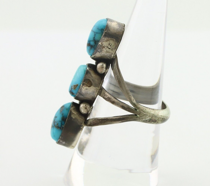 Navajo Ring 925 Silver Natural Blue Turquoise Native American Artist C.80's