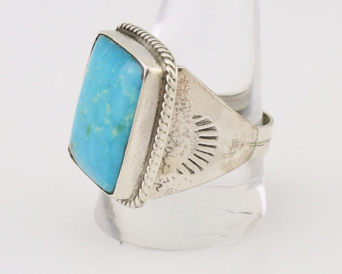 Navajo Ring 925 Silver Natural Blue Turquoise Native American Artist C.80's