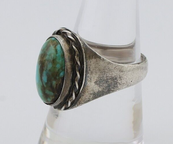 Navajo Ring 925 Silver Natural Blue Turquoise Native American Artist C.80's