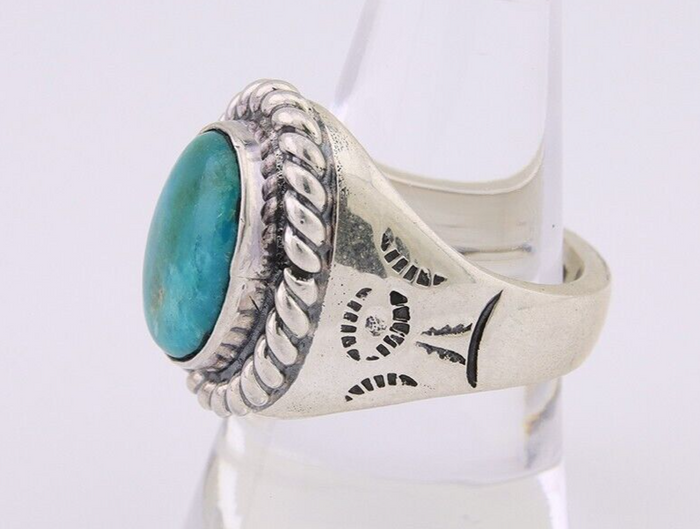 Navajo Ring 925 Silver Natural Blue Turquoise Native American Artist C.80's