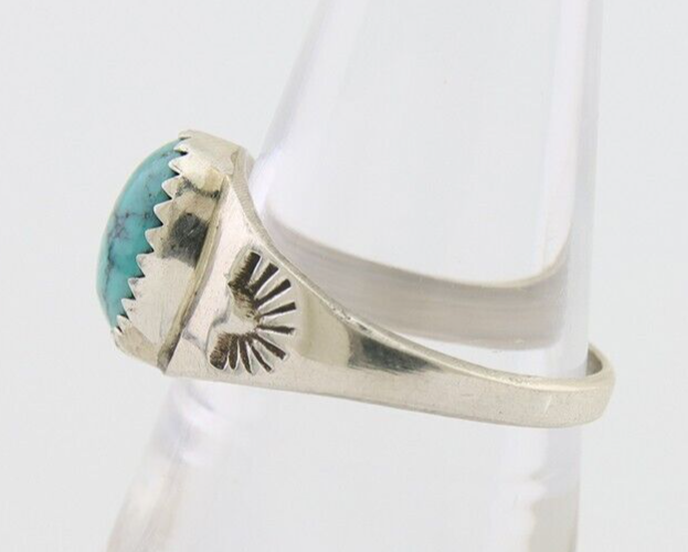 Navajo Ring 925 Silver Natural Blue Turquoise Native American Artist C.80's
