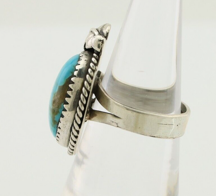 Navajo Ring 925 Silver Natural Blue Turquoise Native American Artist C.80's