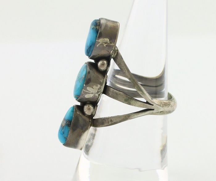 Navajo Ring 925 Silver Natural Blue Turquoise Native American Artist C.80's