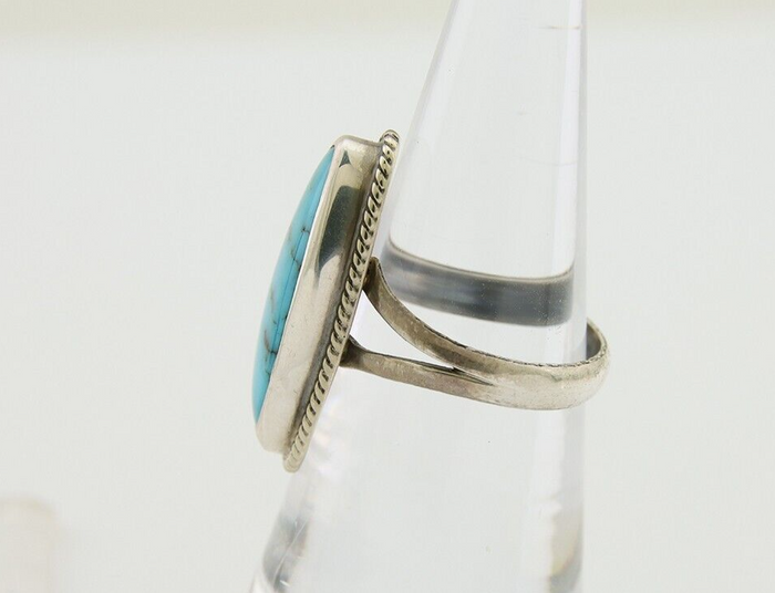 Navajo Ring 925 Silver Natural Blue Turquoise Native American Artist C.80's