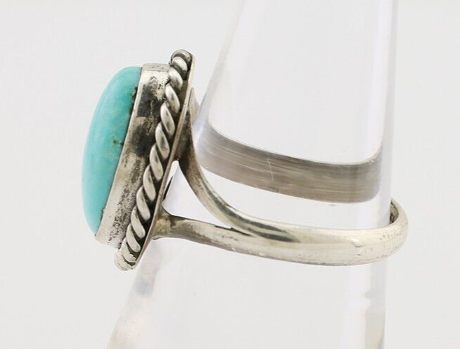 Navajo Ring 925 Silver Natural Blue Turquoise Native American Artist C.80's