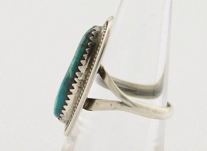 Navajo Ring 925 Silver Natural Blue Turquoise Native American Artist C.80's
