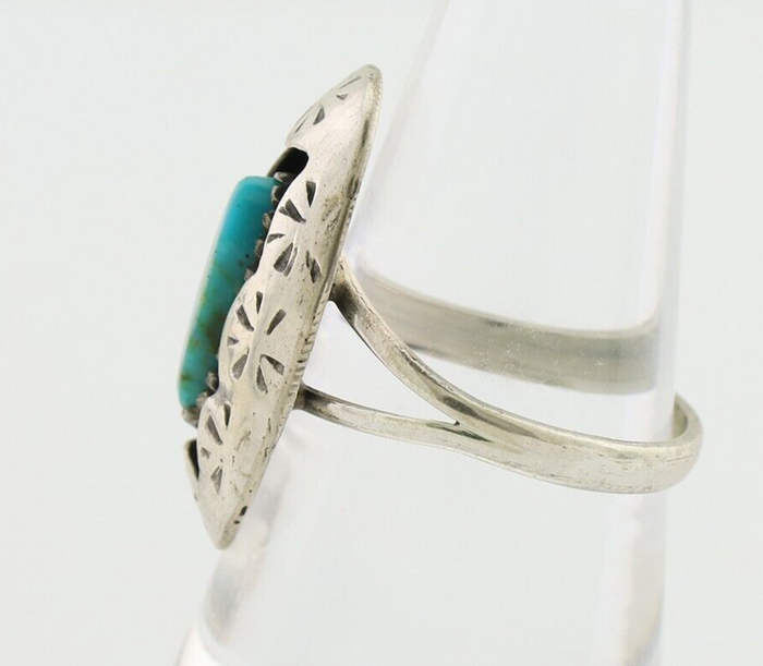 Navajo Ring 925 Silver Natural Blue Turquoise Native American Artist C.80's