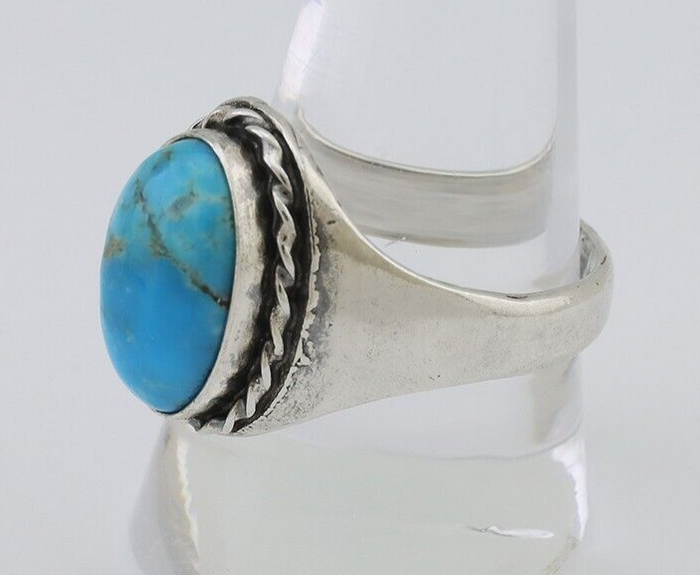 Navajo Ring 925 Silver Natural Blue Turquoise Native American Artist C.80's