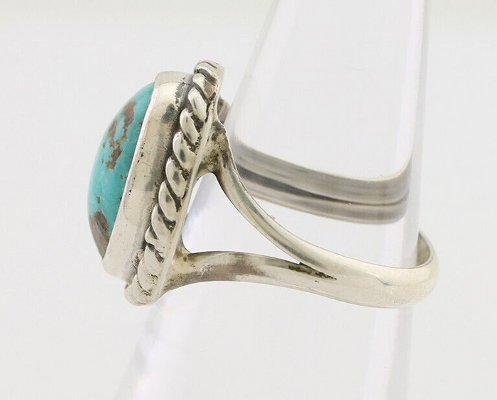 Navajo Ring 925 Silver Natural Blue Turquoise Native American Artist C.80's