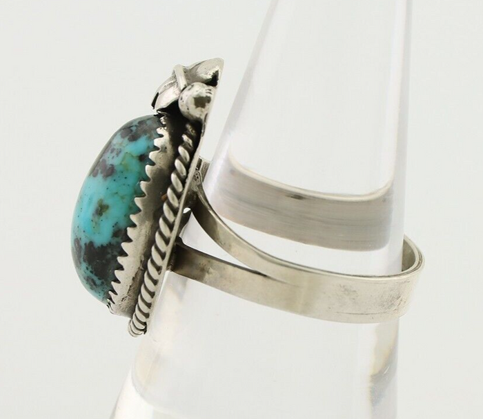 Navajo Ring 925 Silver Natural Blue Turquoise Native American Artist C.80's