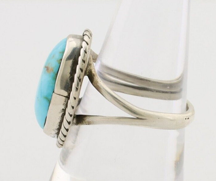 Navajo Ring 925 Silver Natural Blue Turquoise Native American Artist C.80's