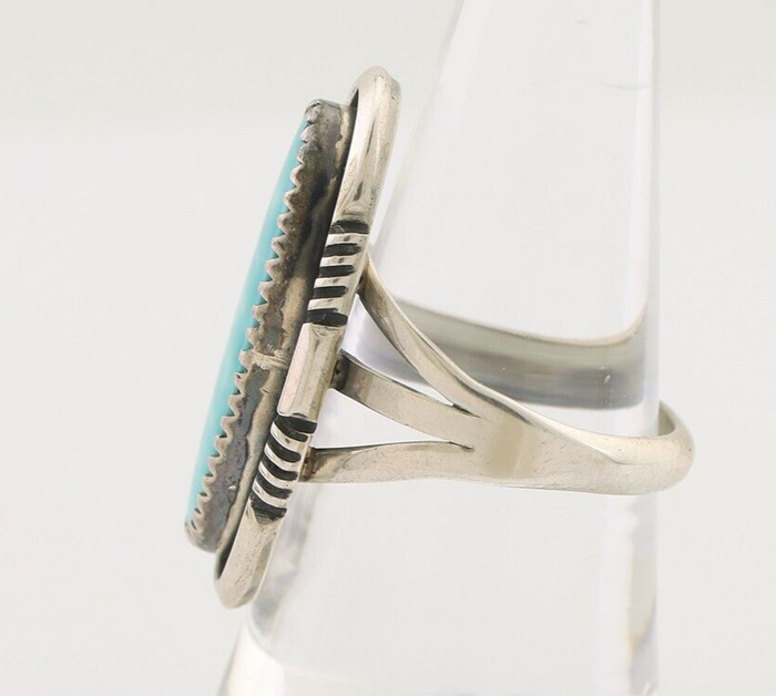 Navajo Ring 925 Silver Natural Blue Turquoise Native American Artist C.80's